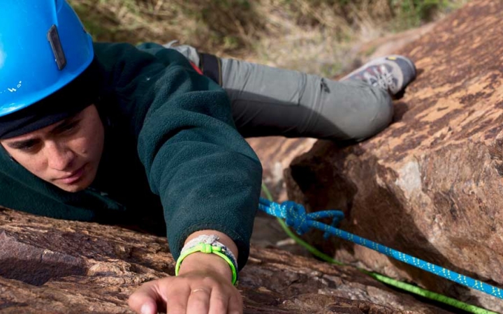 a person rock climbs in texas big bend
